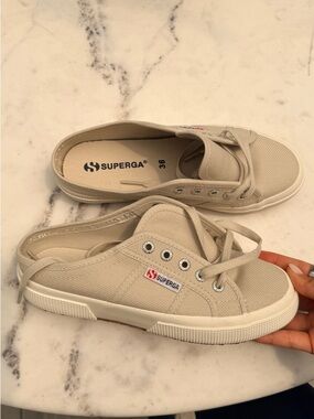 Superga women Neutral Beige Canvas Sneakers